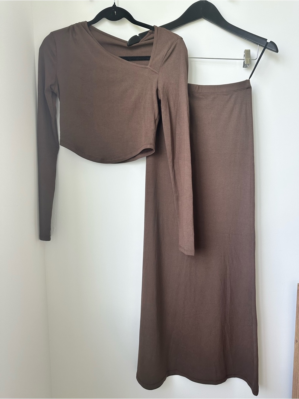 Commense Asymmetric Long Sleeve Skirt Set